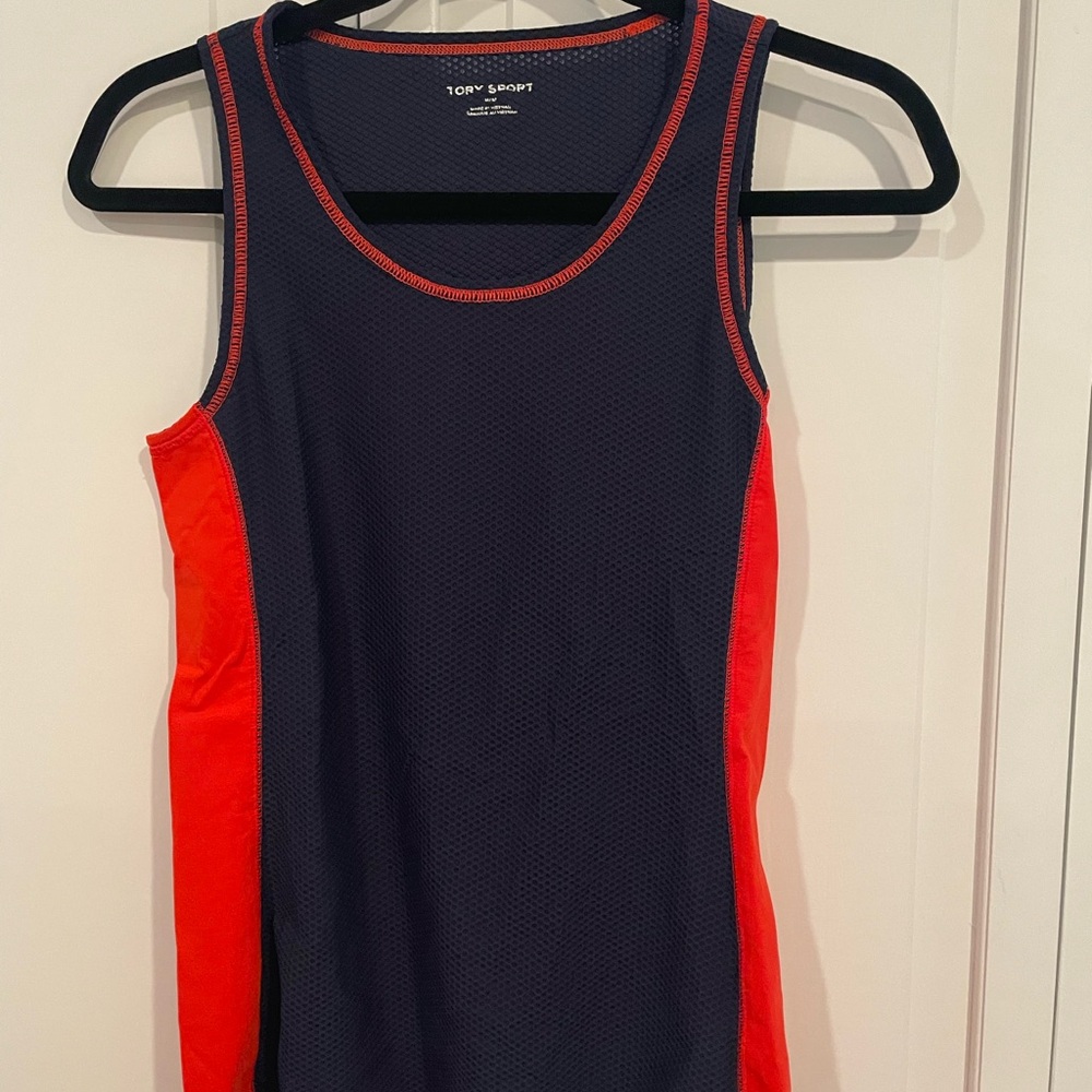 Tory Sport Athletic Tank in Navy and Orange